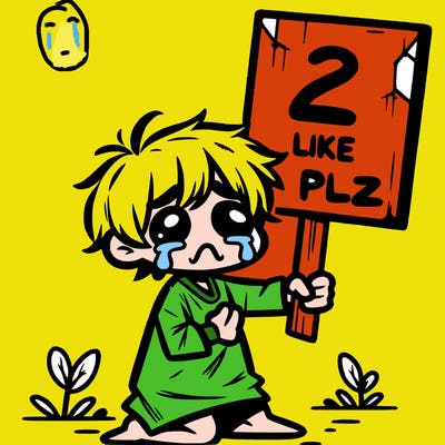 small poor toddler crying with sign that says 2 like plz