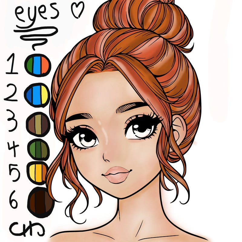 realistic pretty girl with hair in bun