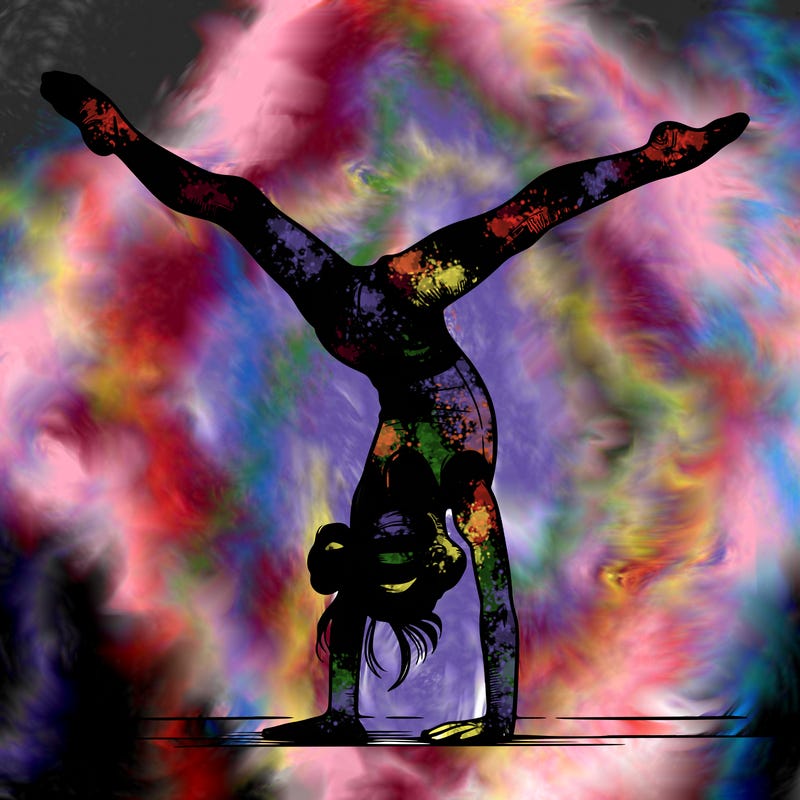 realistic gymnastic hand stand girl in four splits