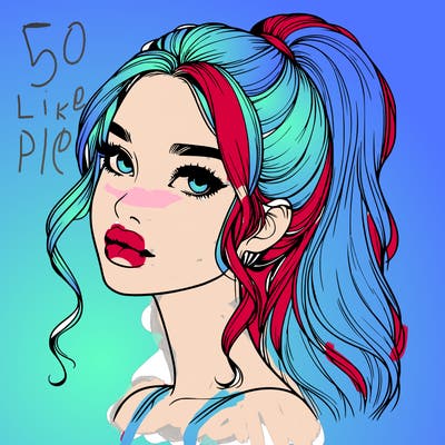 realistic girl with a ponytail on her hair and lips