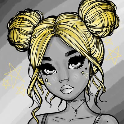 realistic girl with space buns