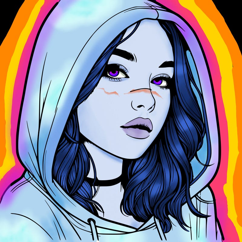 realistic girl with hood on