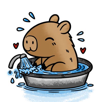 capybara taking a bath