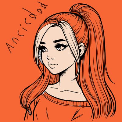 realistic girl with a high ponytail