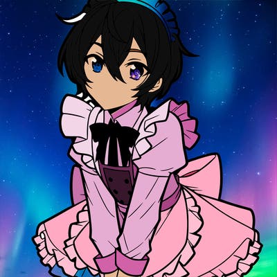 male anime character in a maids dress