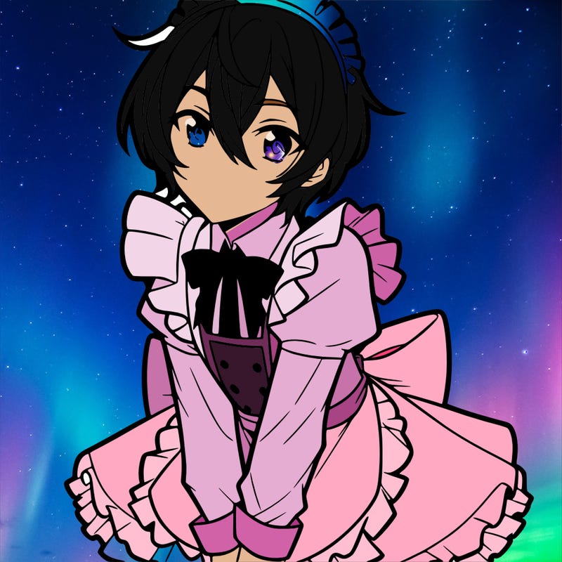 male anime character in a maids dress
