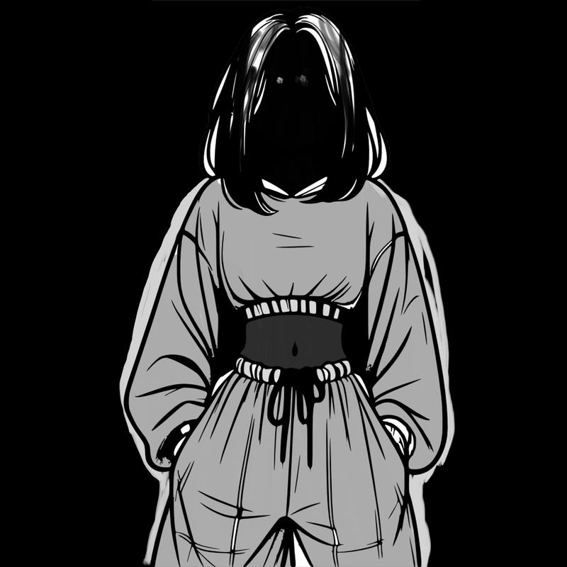 realistic girl faceless with baggy pants and a crop top