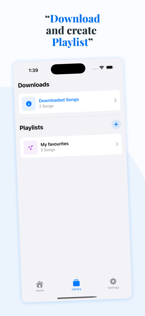 Bibliotheksansicht der pfingstlichen Hymnen-App mit Offline-Downloads und benutzerdefinierten Wiedergabelisten