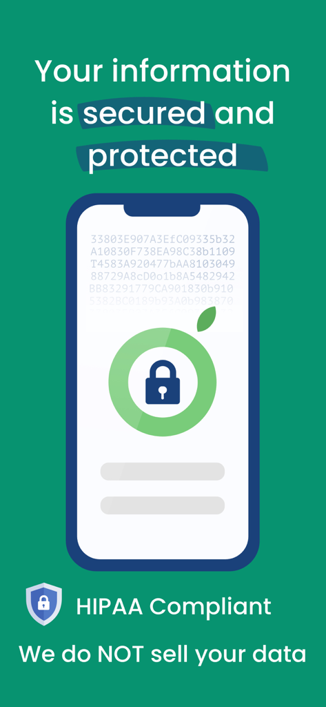 Guava: Health Tracker - Graphic showing Guava Health Tracker is HIPAA compliant and protects user data privacy