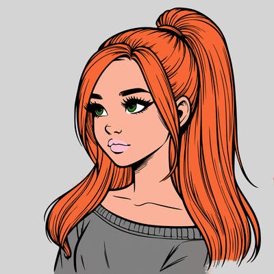 realistic girl with a high ponytail