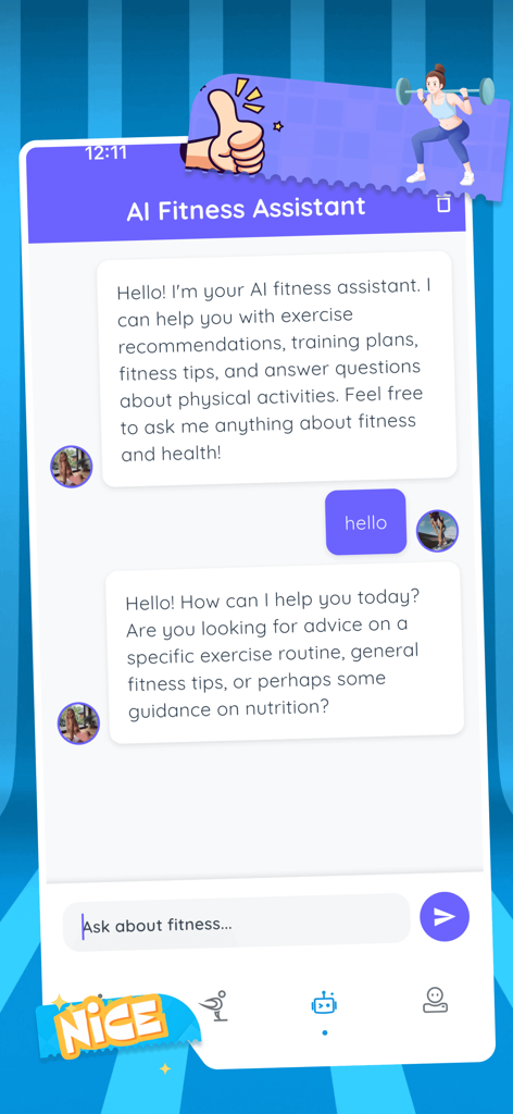 Milo - Insight & Share - AI fitness assistant chat interface in the Milo app providing personalized exercise and health guidance