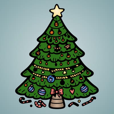 christmas tree with lots of details