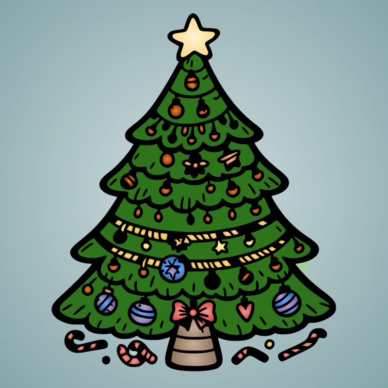 christmas tree with lots of details