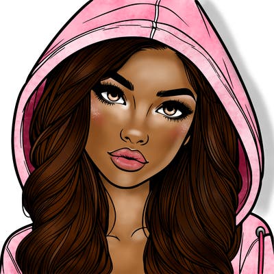 realistic beautiful girl with a hood on