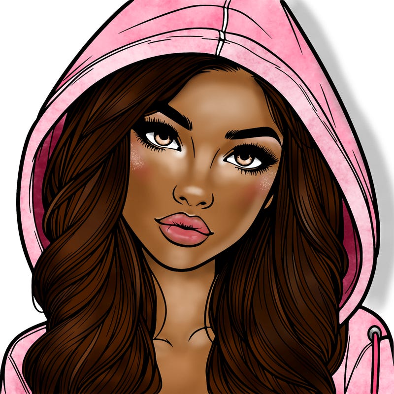 realistic beautiful girl with a hood on