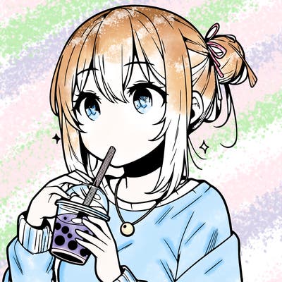 manga character drinking boba