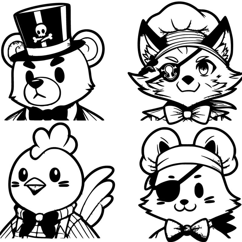 freddy fazbear, foxy, chica and bonnie anime style