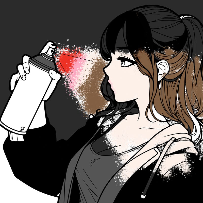 a realistic girl spray, painting