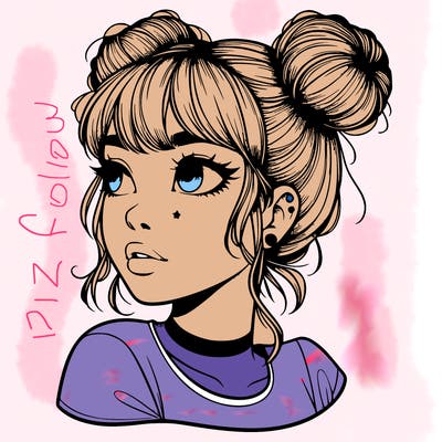 realistic girl with spacebuns