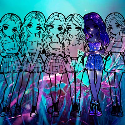 a group of girls realistic