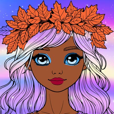 realistic girl with fall leaf crown