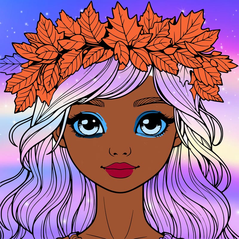 realistic girl with fall leaf crown