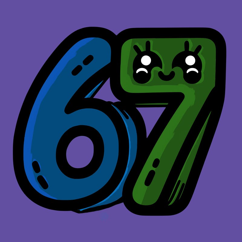 the numbers 67