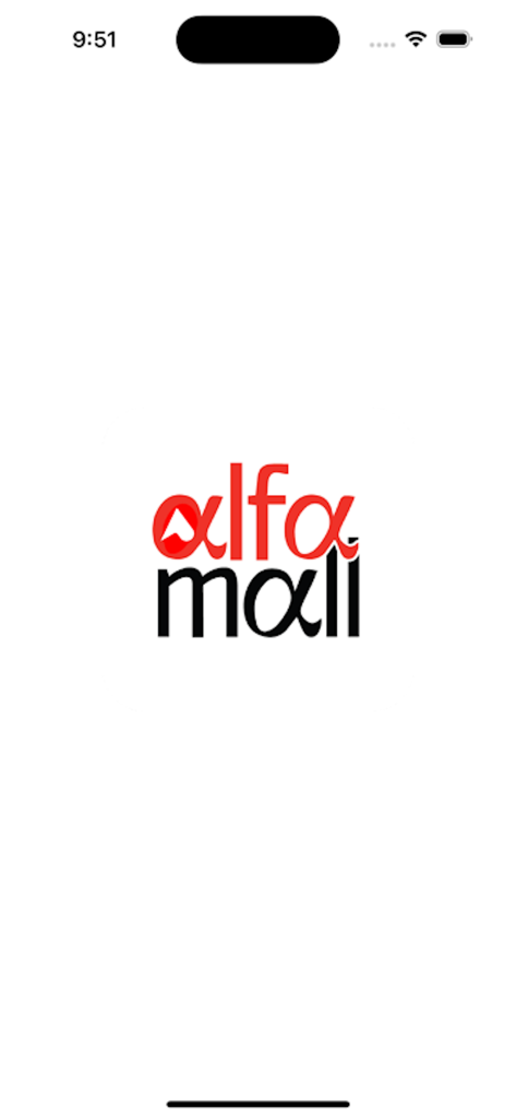 Alfamall lifestyle shopping app splash screen with red and black logo