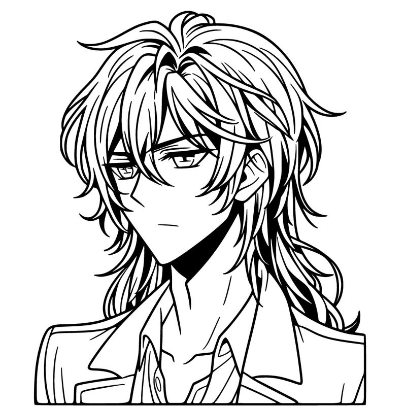 manga guy with long hair