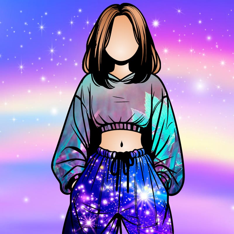 realistic girl faceless with baggy pants and a crop top