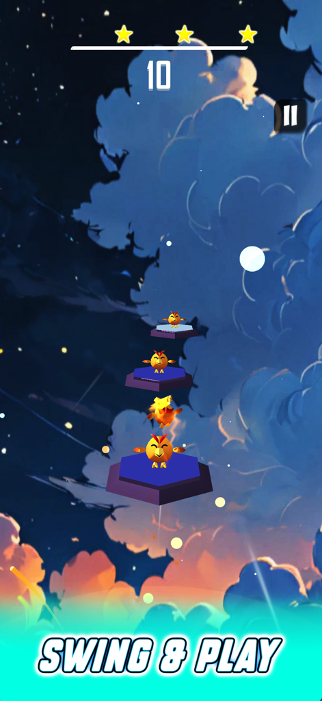 Music Games - Piano Beat Games - A yellow character bouncing on music tiles in a rhythm game with a cloudy sky background