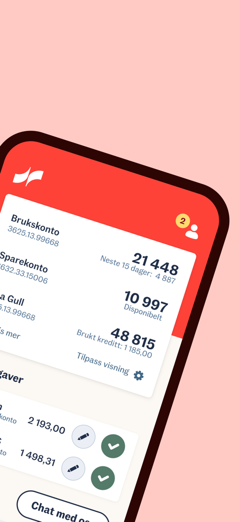 Sparebanken Norge Mobilbank - Screenshot of the Sparebanken Norge Mobilbank app displaying account balances and financial overview in Norwegian