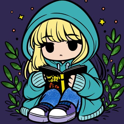 girl in oversized hoodie reading a book