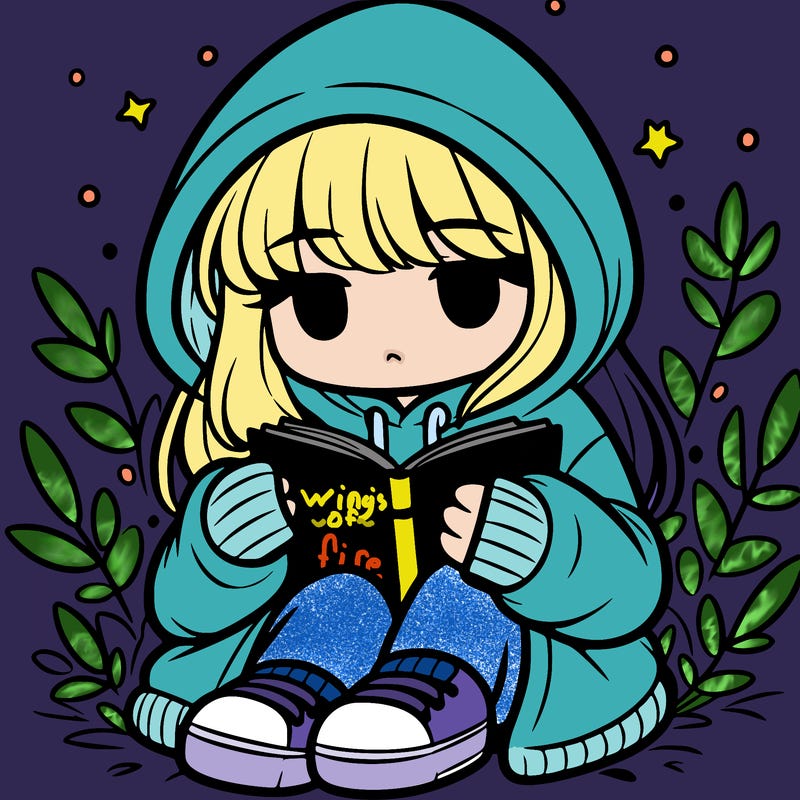 girl in oversized hoodie reading a book