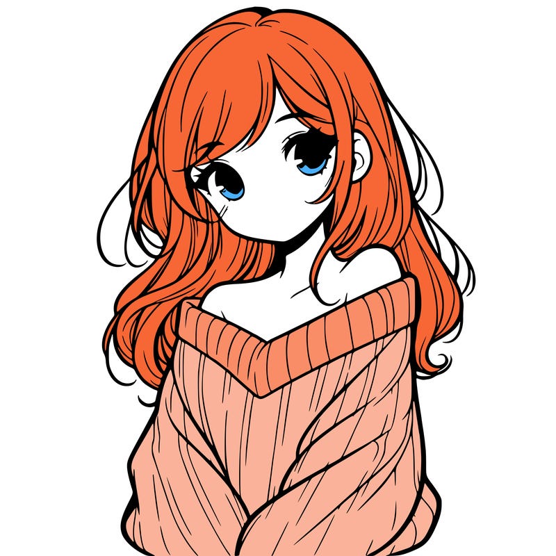 shy pretty girl wearing a sweater that is falling off one shoulder portrait