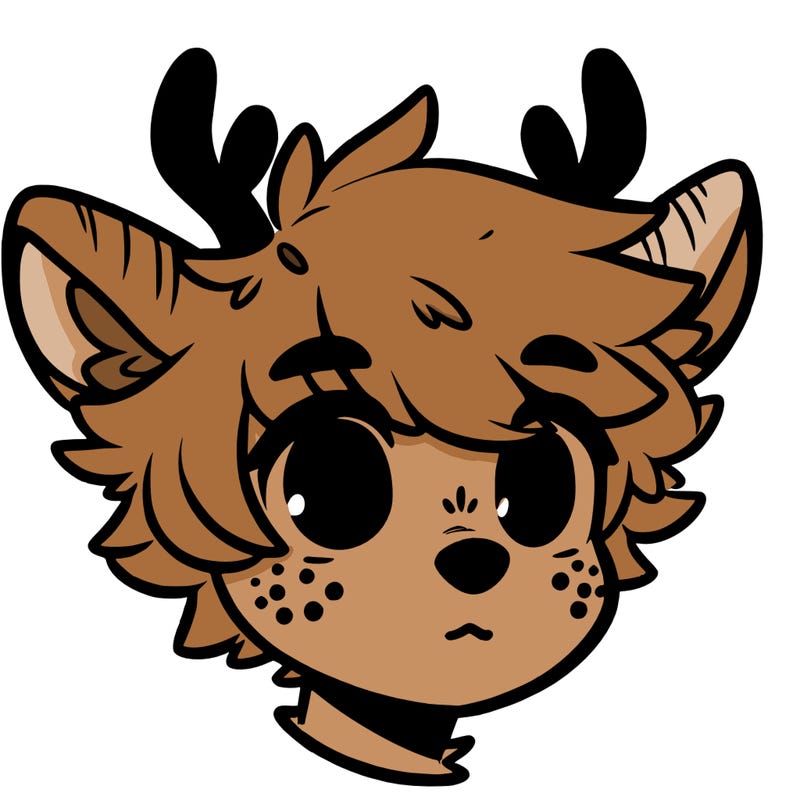 a humanoid deer with soft fluffy ears