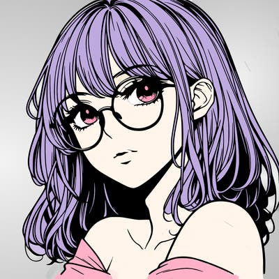 manga woman character with glasses and nice lips