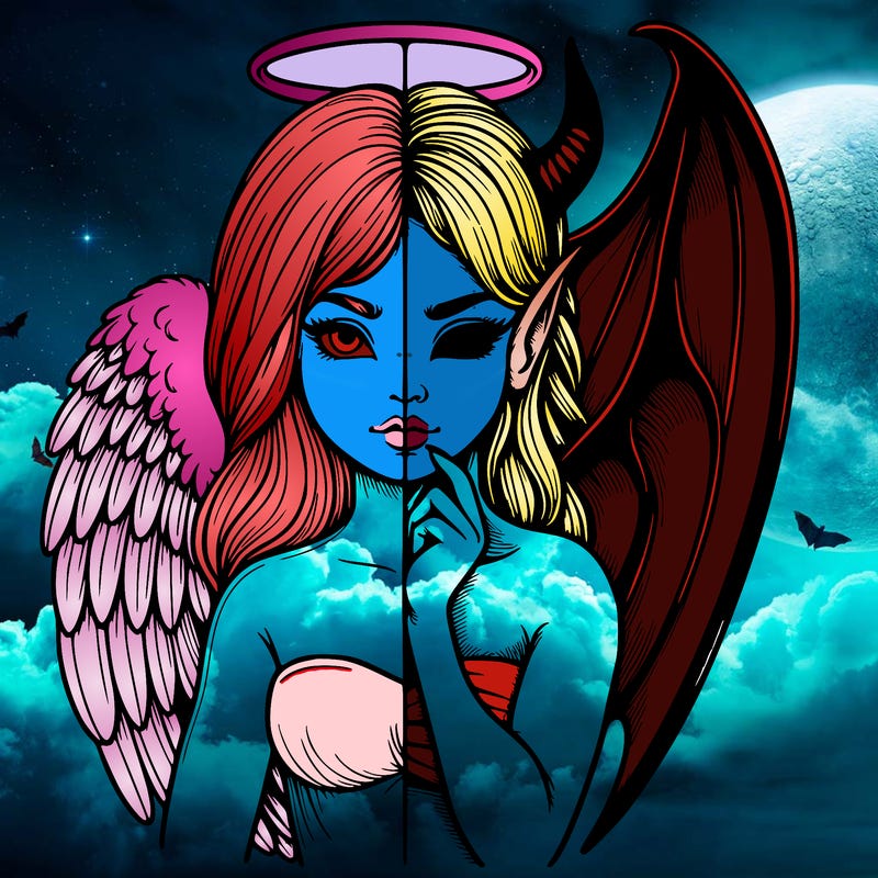 realistic angel half demon