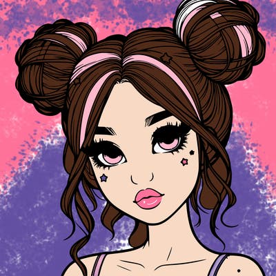 realistic girl with space buns