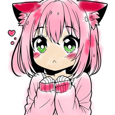 shy anime catgirl