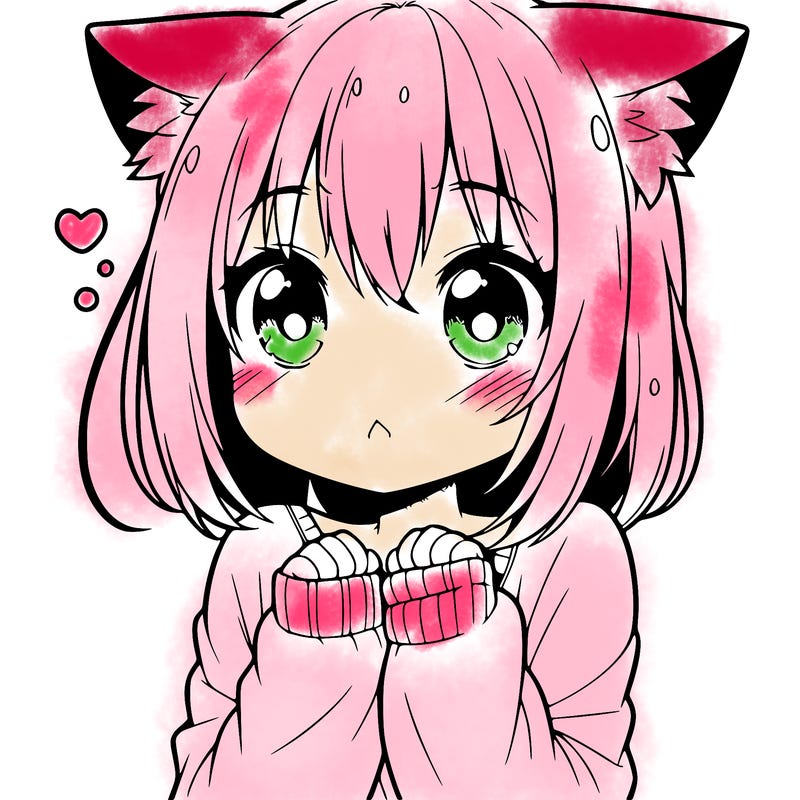 shy anime catgirl