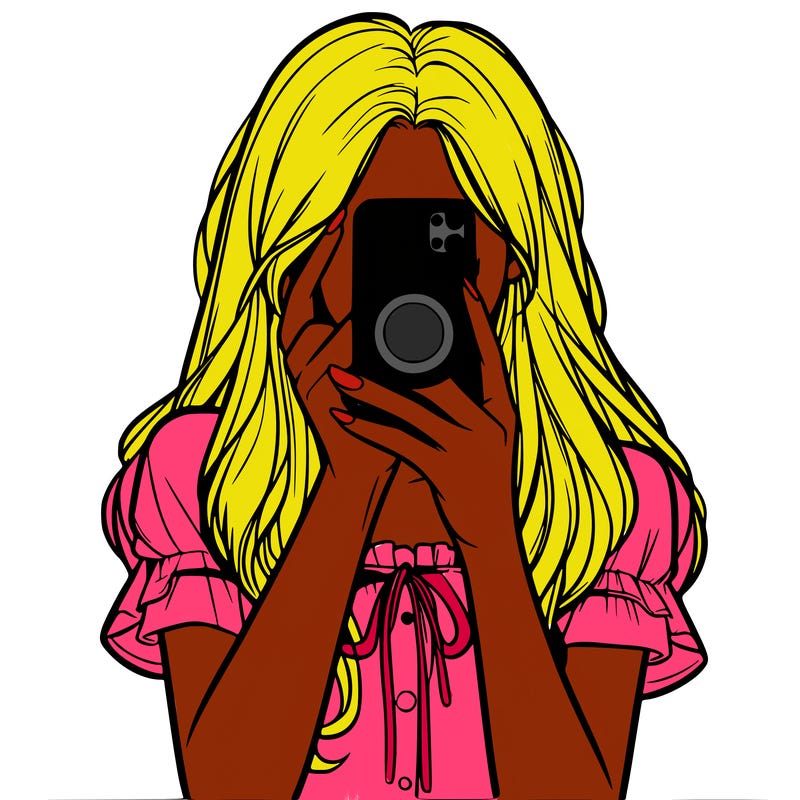 a realistic girl holding her phone taking pictures