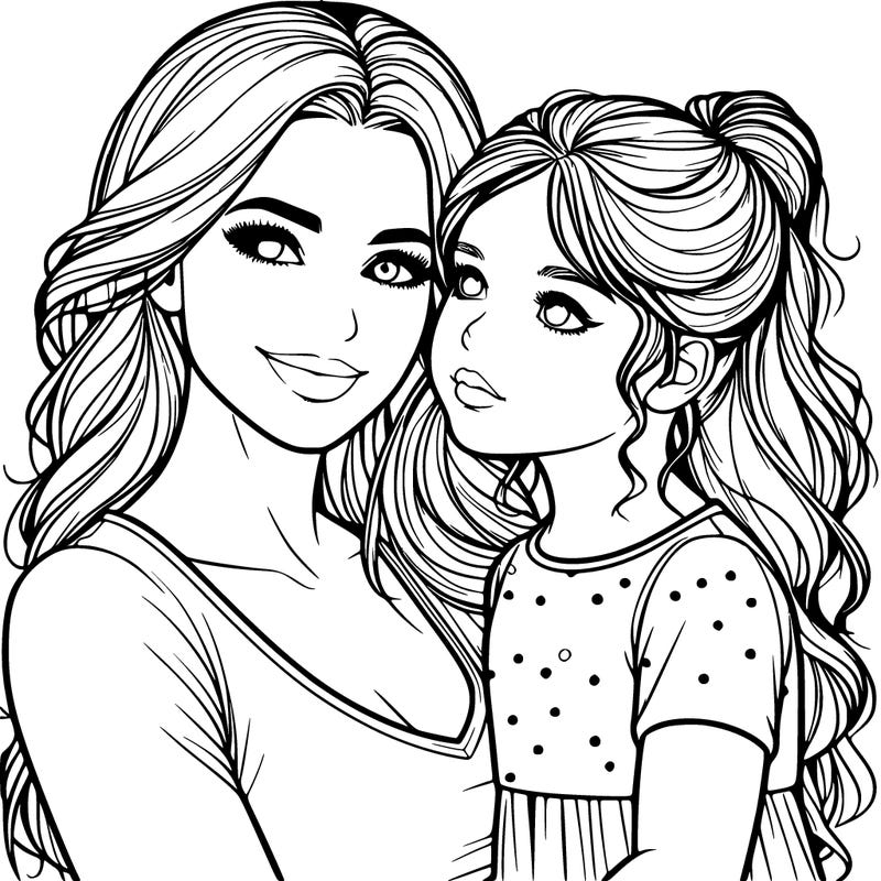 a realistic mom and daughter