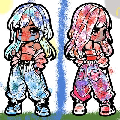 girl in crop top and baggy pants