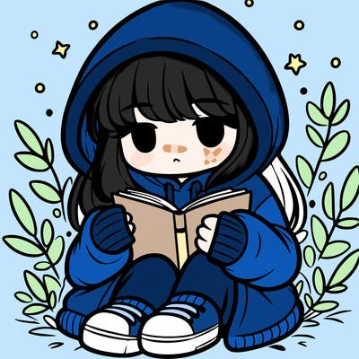 girl in oversized hoodie reading a book