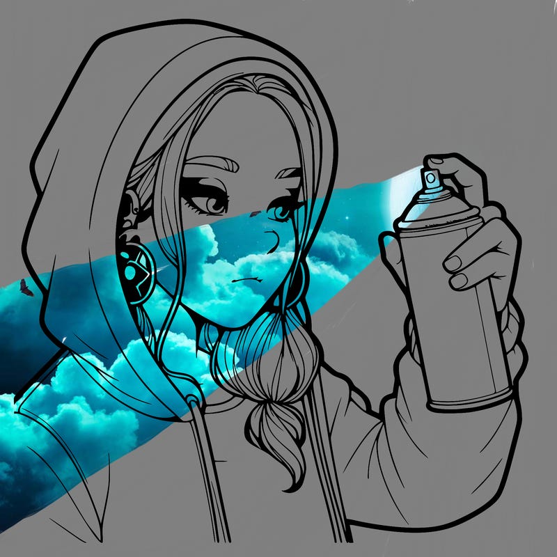 a realistic girl, spray painting