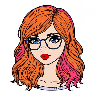 realistic girl with glasses