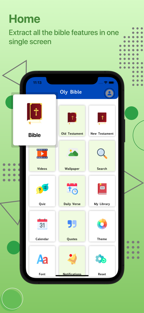New International Version(NIV) - Home screen interface of the NIV Bible app displaying features like Daily Verse, My Library, and Search