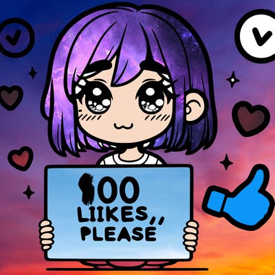 a girl with a sign saying 100 likes, please
