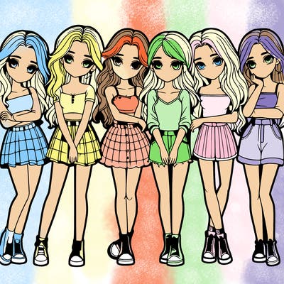 a group of girls realistic